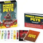 Power hungry pets game box with card layout on a white background
