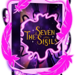 Helluva Boss Seven Sigils Box Art. Bright pink energy flows around a board game box